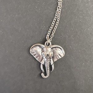 Silver Lucky Elephant Pendant Adjustable Chain Link Necklace